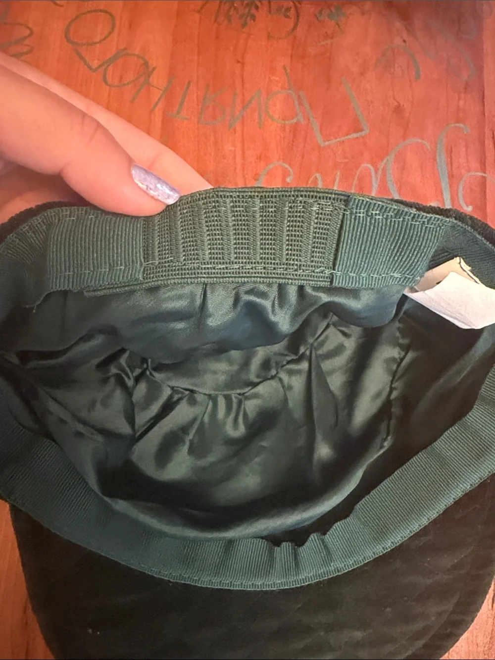 Nordstrom Quilted Velvet Cap in Forest Green